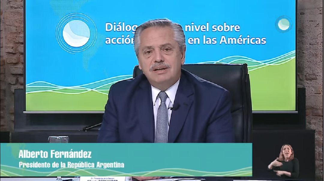<p>Alberto Fernández en cumbre sobre Cambio Climático</p>